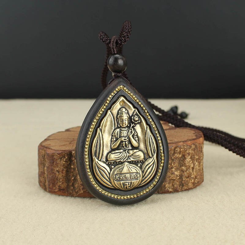 Handmade Ethnic Ebony Exaggerated Bodhisattva Pendant Necklace Women Buddha Lucky Eight guardians Amulet Necklaces For Men - Charlie Dolly