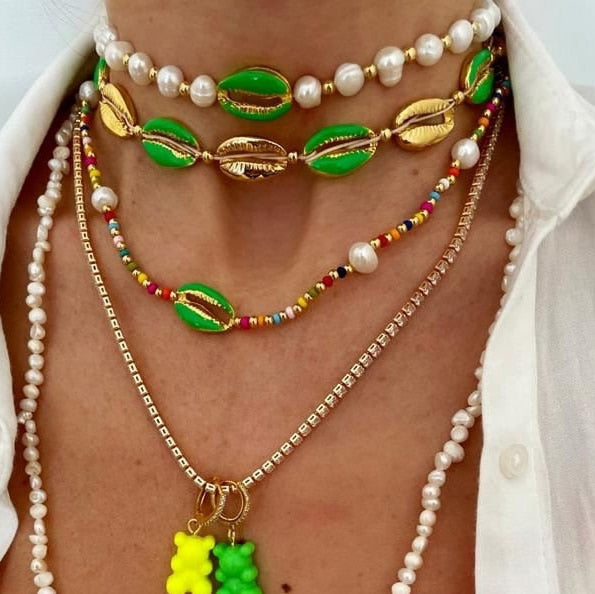 boho Large Concha cowry MEGA PUKA SHELL NECKLACE BURGUNDY valentine's day collares collier women chokers necklace femme collar - Charlie Dolly