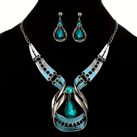 Geometric Statement Collar Necklace Earring Set Jewelry