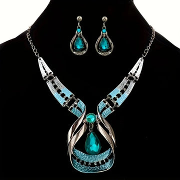 Geometry Fashion Metal Jewelry Set Necklace Earring For Woman New Boho Maxi Statement Collar Jewelry Necklace