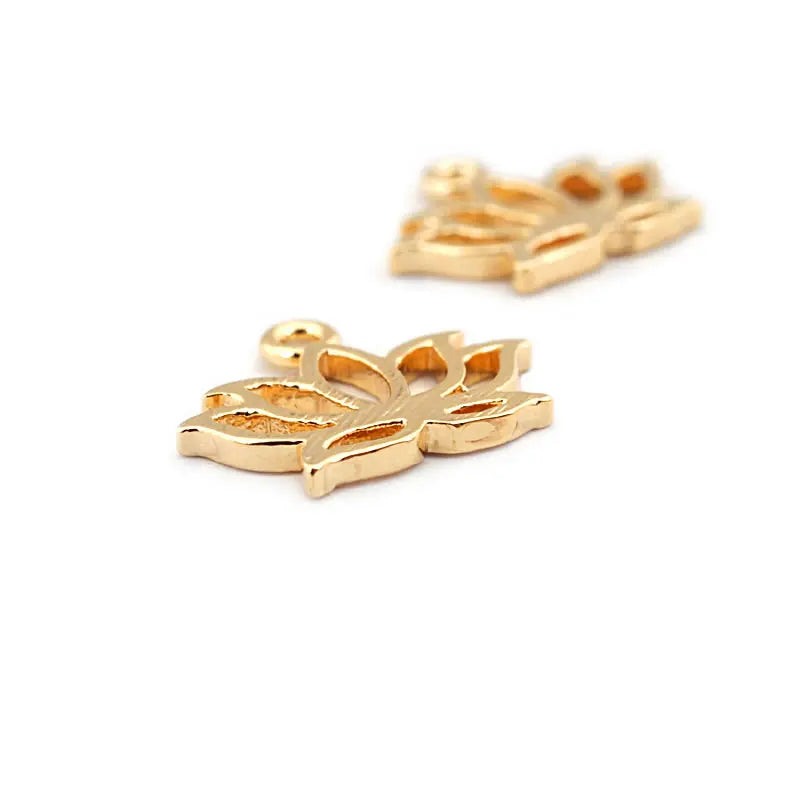 18K Gold Color Brass Lotus Flower Charms Pendants High Quality Diy Necklace Earrings Jewelry Making Accessories