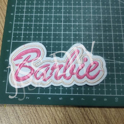 5Pcs/10Pcs Barbie Letter Embroidery Stickers Cartoon Princess Iron On Clothes Patches Badge Kids Hole Patch Clothing Stickers