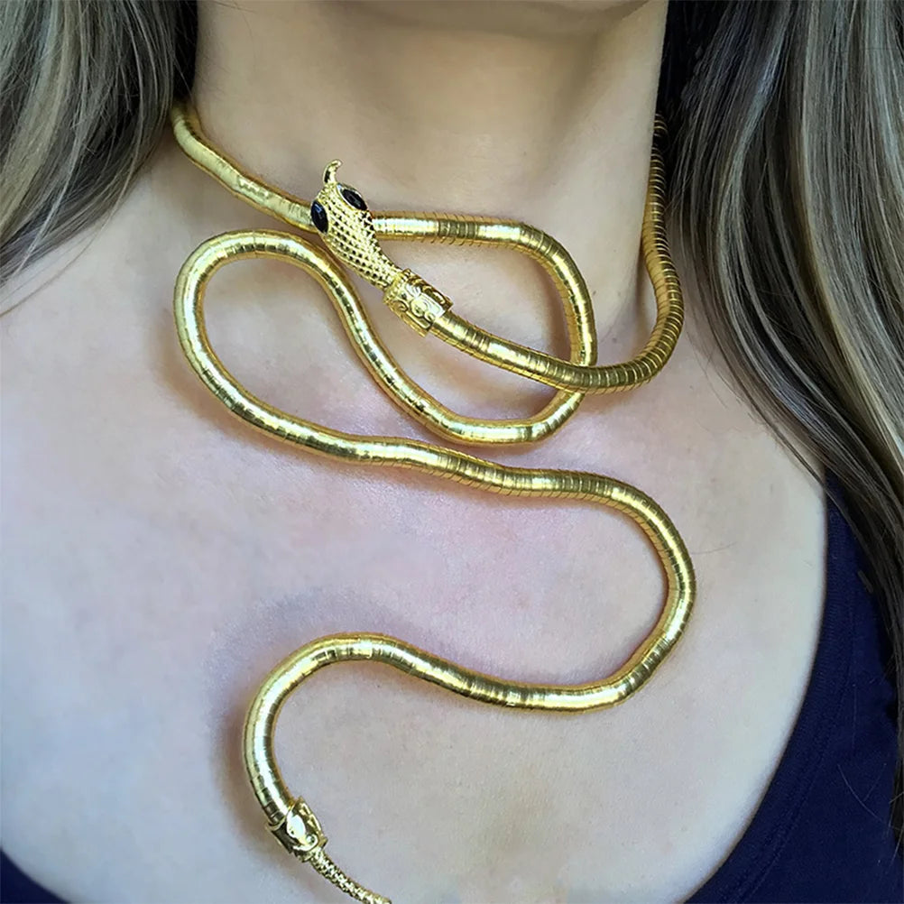 Flexible Snake Bracelet Accessory for Women Halloween Punk Bangle Bendable Necklace - Charlie Dolly
