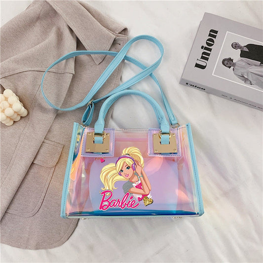 Barbie Princess Summer Transparent Handbag Anime Y2K Girls Lasers Beach Bag Shoulder Bag Ladies Tote Bags Pu Messenger Organizer - Charlie Dolly