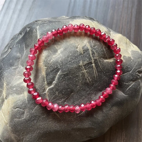 Ruby Jade Faceted Beaded Boho Bracelet
