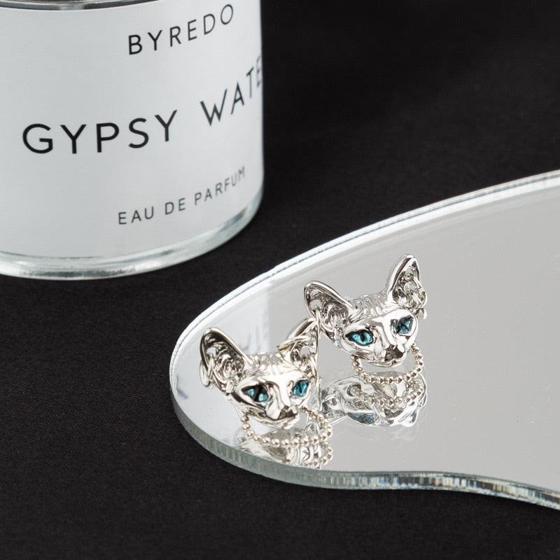 Cute Black Cat Stud Earrings for Women 