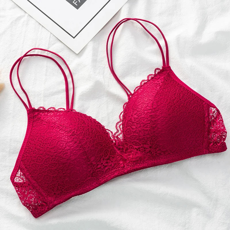 Wirefree Bra for Women Push Up Sexy Underwear Thin Breathable Bras Women Girl's Lace Brassiere Soft Lingerie Underwear A/B Cup - Charlie Dolly