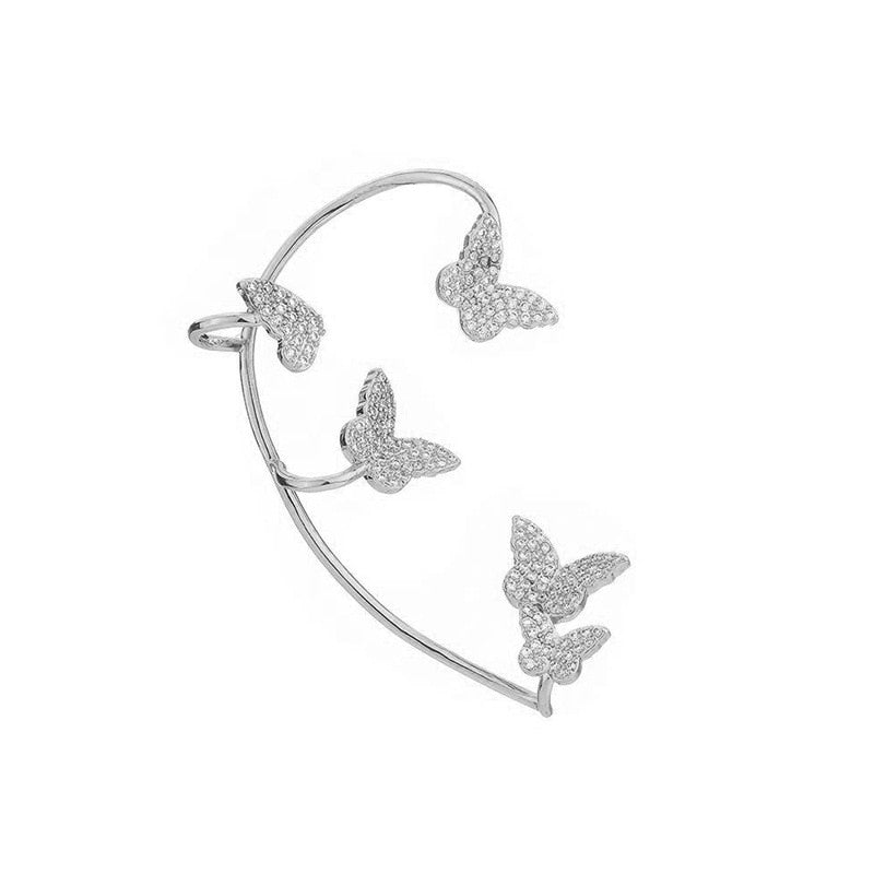 Shining Zircon Butterfly Ear Cuff Earrings for Women Girls Fashion 1pc Non Piercing Ear Clip Ear-hook Party Wedding Jewelry Gift - Charlie Dolly