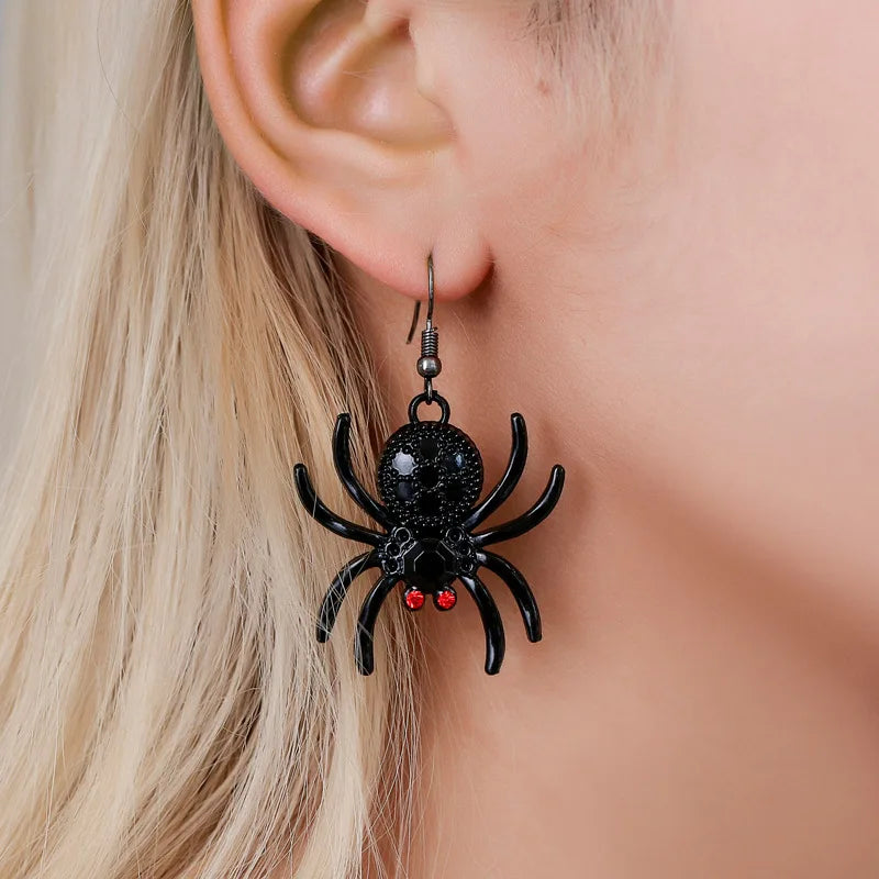 Gothic Halloween Horror Exaggerated Spider Pendant Earrings for Women Fashion Hip Hop Rock Nightclub Personalized Party Jewelry