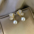 European and American Fashion New Zircon Butterfly Oil Dropping Earrings for Women Simple Personality Pearl Party Earrings - Charlie Dolly
