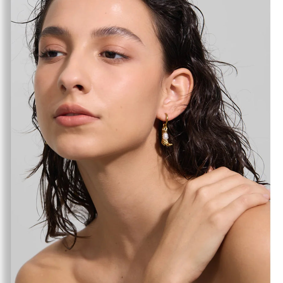 Natural Tiger Stone Boot Charm Drop Hoop Earrings, Stainless Steel Vintage Jewelry