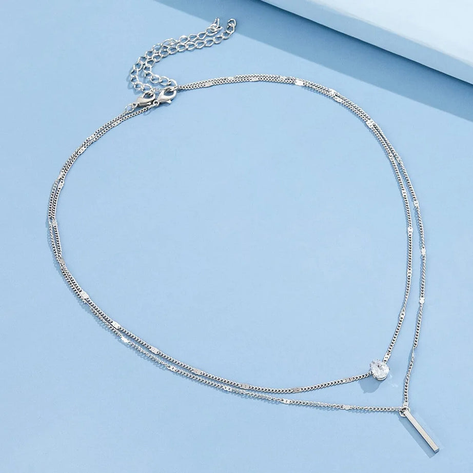 Trendy Zircon Pendant Multilayer Boho Choker Necklace