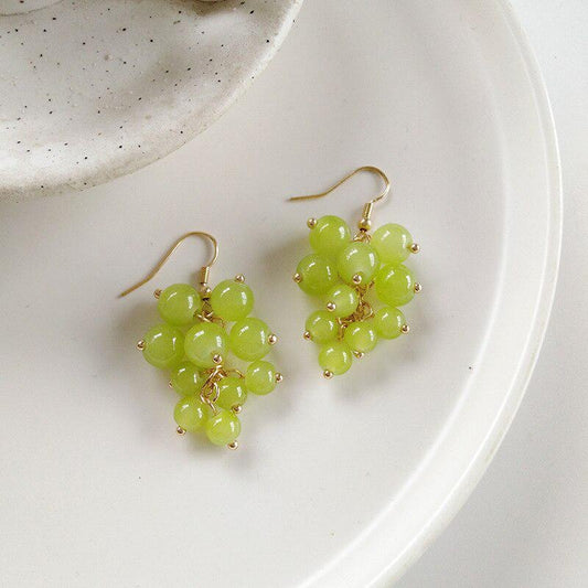 Fashion Grape Earrings for Women Simple Cute Fruit Green Beads Drop Dangle Hook Earring Party Trendy Jewelry Accessories Gift - Charlie Dolly