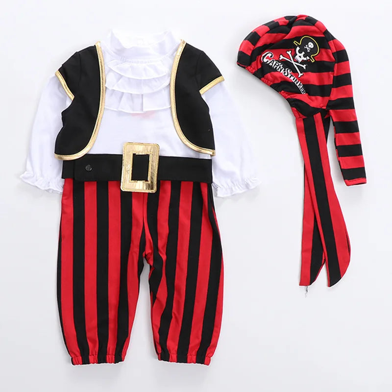 Cosplay Red Knight Pirate Captain Suit Kids Baby Jumpsuits Romper Halloween Costume Fancy Dress party Anime Stage Show Props - Charlie Dolly