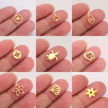 5 pieces of lotus shell stainless steel bracelet pendant necklace small sun shell pendant DIY necklace bracelet earrings jewelry