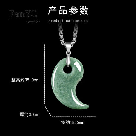 Burmese Jadeite Magatama Pendant, Ancient Shinto Sacred Amulet Necklace