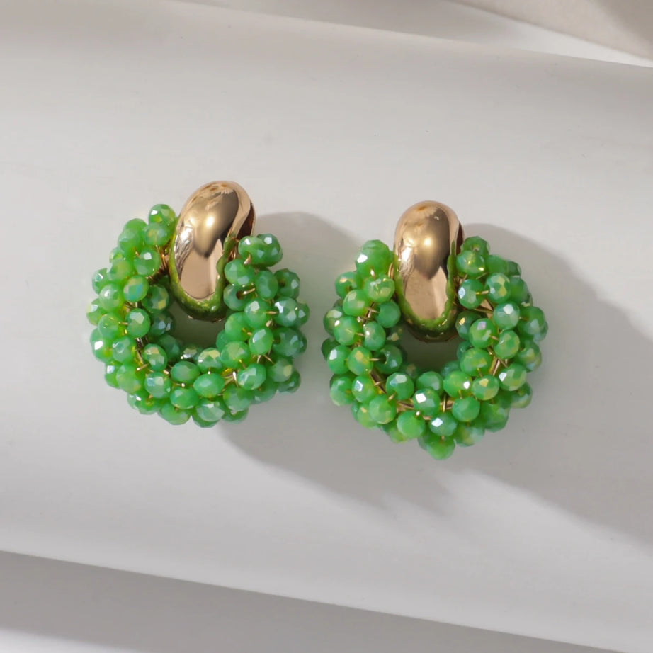 Crystal Bead Geometric Drop Earrings Jewelry