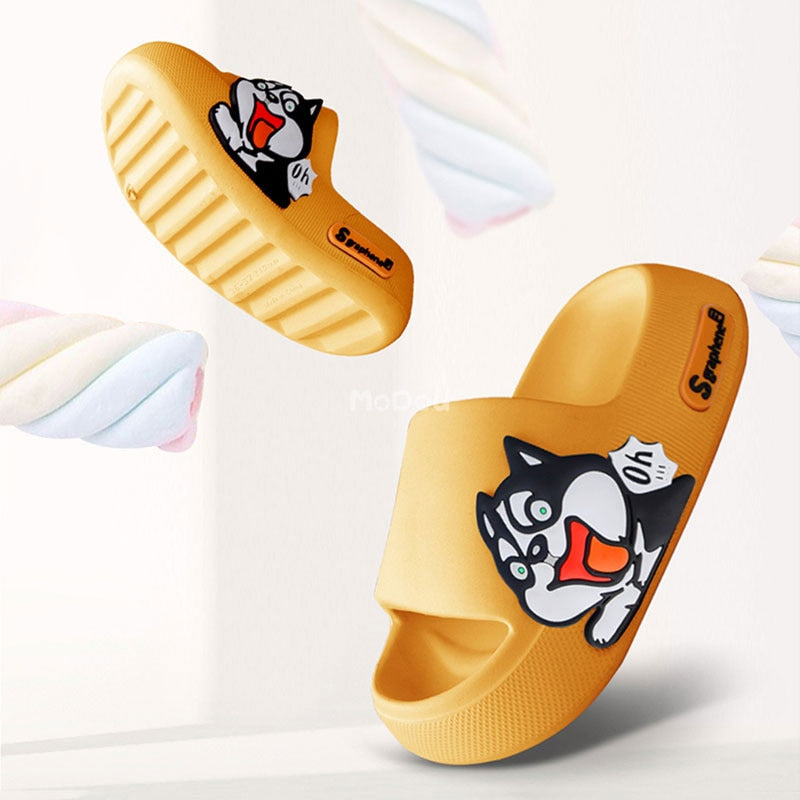 Mo Dou 2023 New Summer Slippers Cute Dog Sticker Thick Sole Soft Women Sandals Bathroom Beach Indoor Outdoor Men Slides Cool - Charlie Dolly