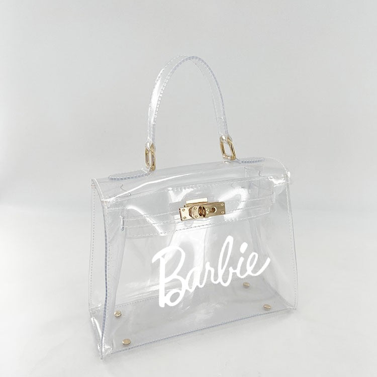 Barbie Diy Female Bag Fashion Women Transparent Jelly Tote Bags Princess Y2K Girls Handbag Shoulder Messenger Bag Pouch Gifts