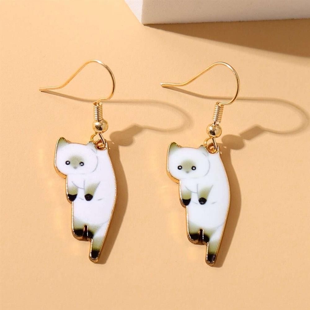 Trendy Cute Kitten earring for women Cartoon Girl Flower Cat drop Earrings Sweet and Fresh Earrings gift - Charlie Dolly