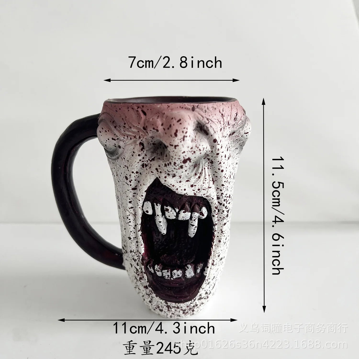Halloween Horror Mug Statue Photograph Prop Vampire Half Face Mug Figurine for Indoor Bedroom Dining Room Haunted House Tabletop - Charlie Dolly