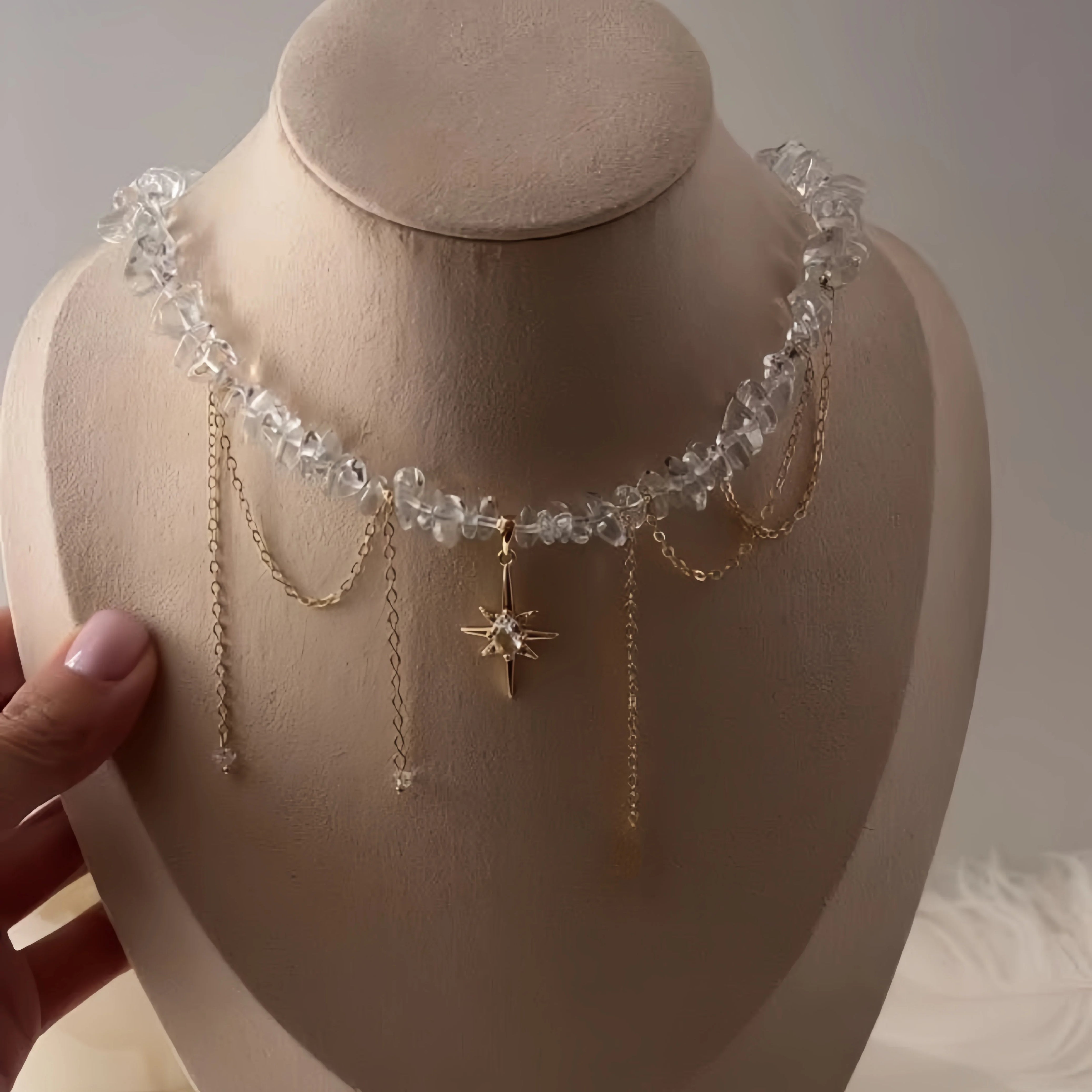 Transparent Crystal Zircon Heart Necklace Jewelry
