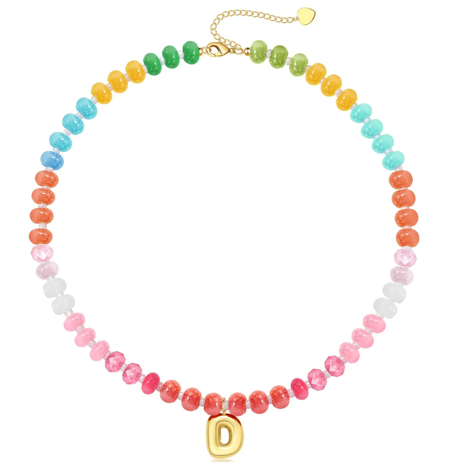 Initial Letter Stone Bead Choker