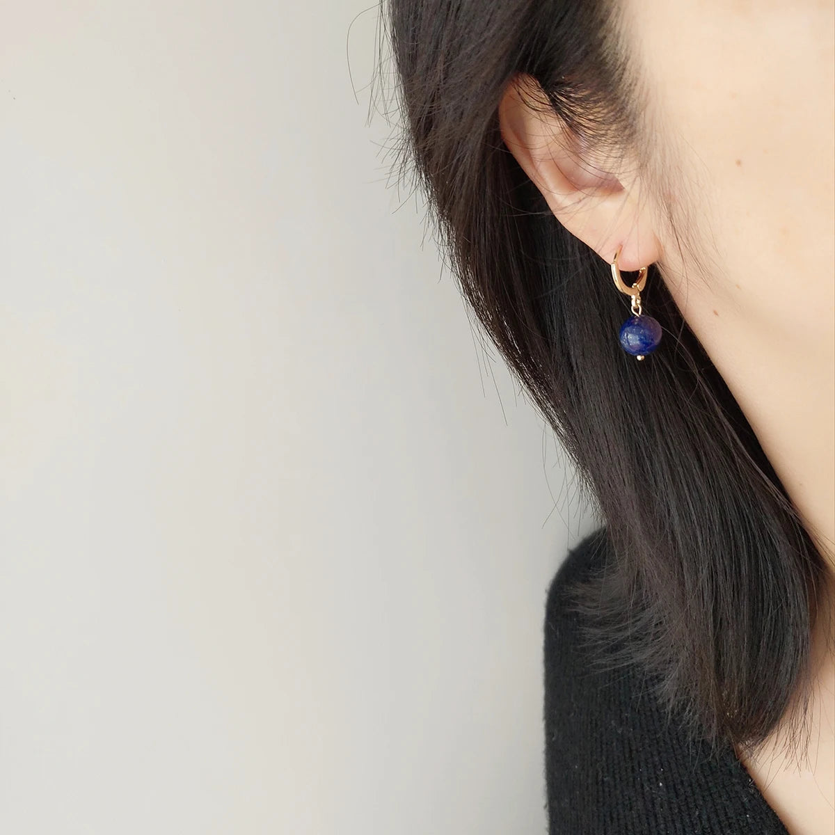 Fashionable, simple, retro, natural lapis lazuli earrings, earrings, ear loops, ear rings, women's accessories and jewelry