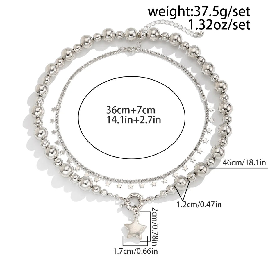 Woven Bead Star Tassel Pendant Necklace Jewelry