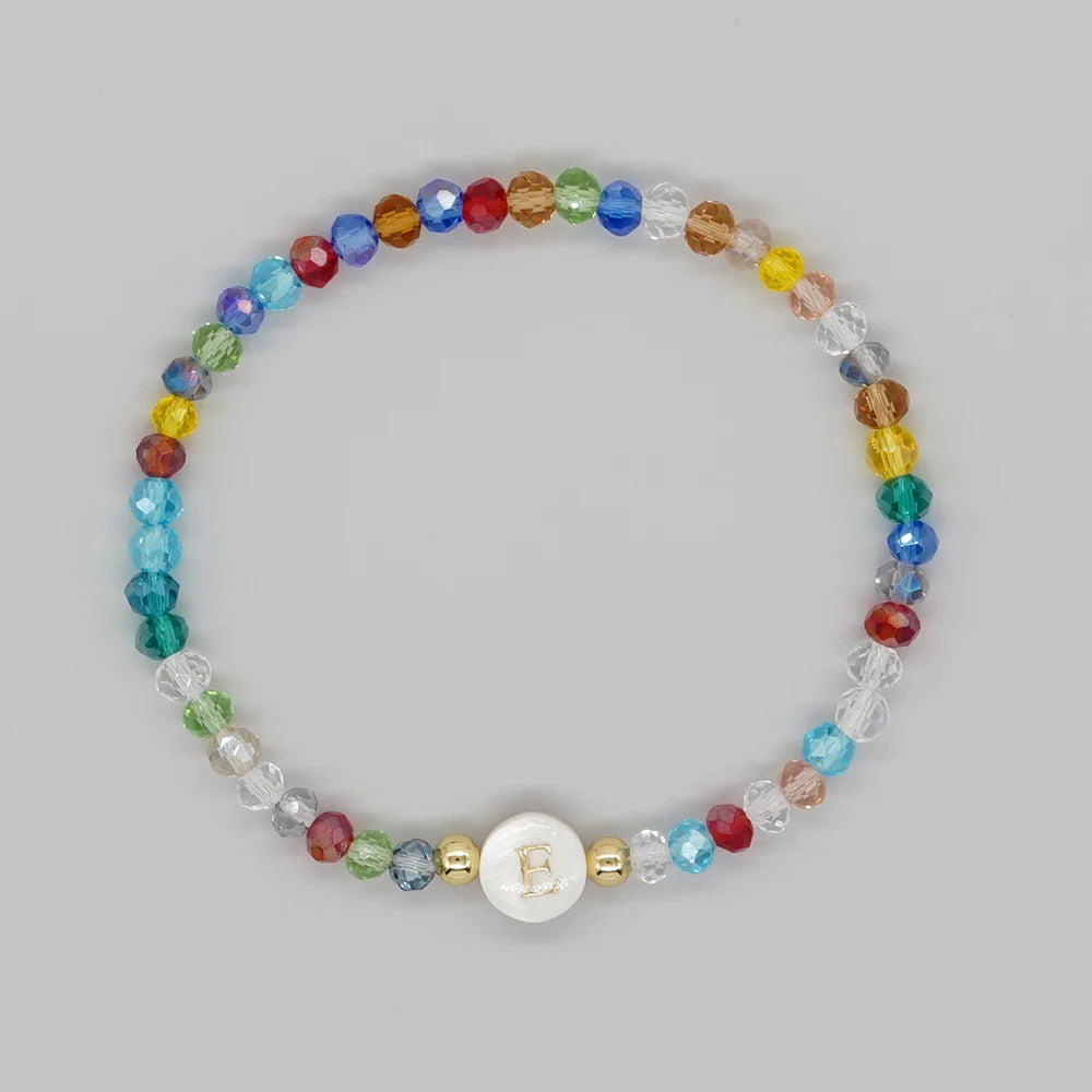 Go2Boho Crystal Shell Letter A-Z Bracelets for Women Boho Summer Beach Lucky Fashion Trend Jewelry Accessories Surprise Gifts