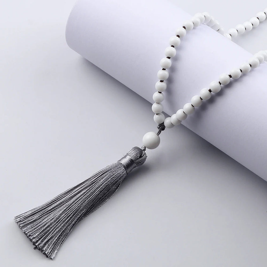 Men Natural Malachite Stones Necklaces Boho 108 Tiger Eye Beads Handmade Necklace with Tassel Yoga Medit Jewelry Gifts For Women - Charlie Dolly