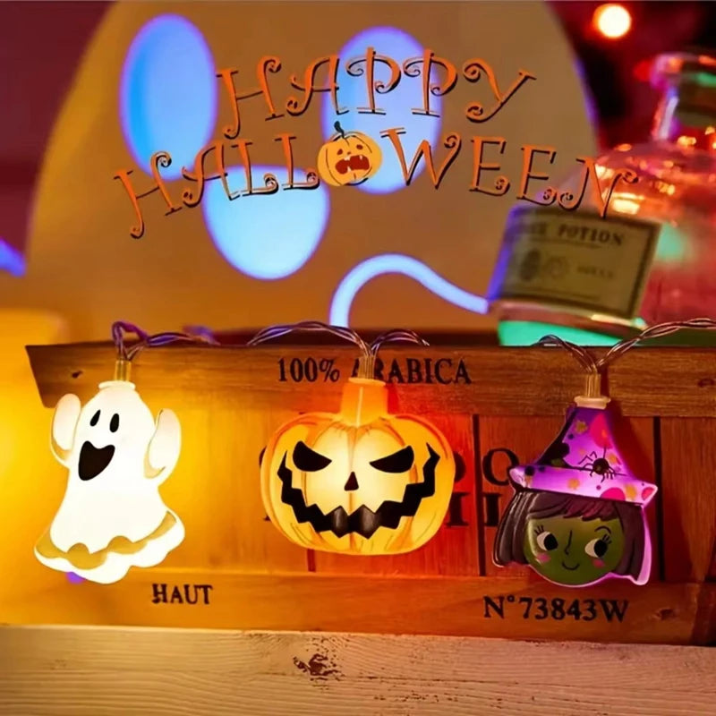 Halloween Party LED String Lights Pumpkin Ghost Spider Web Hanging Lamp For Halloween Home Indoor Outdoor Decoration Props 2024 - Charlie Dolly