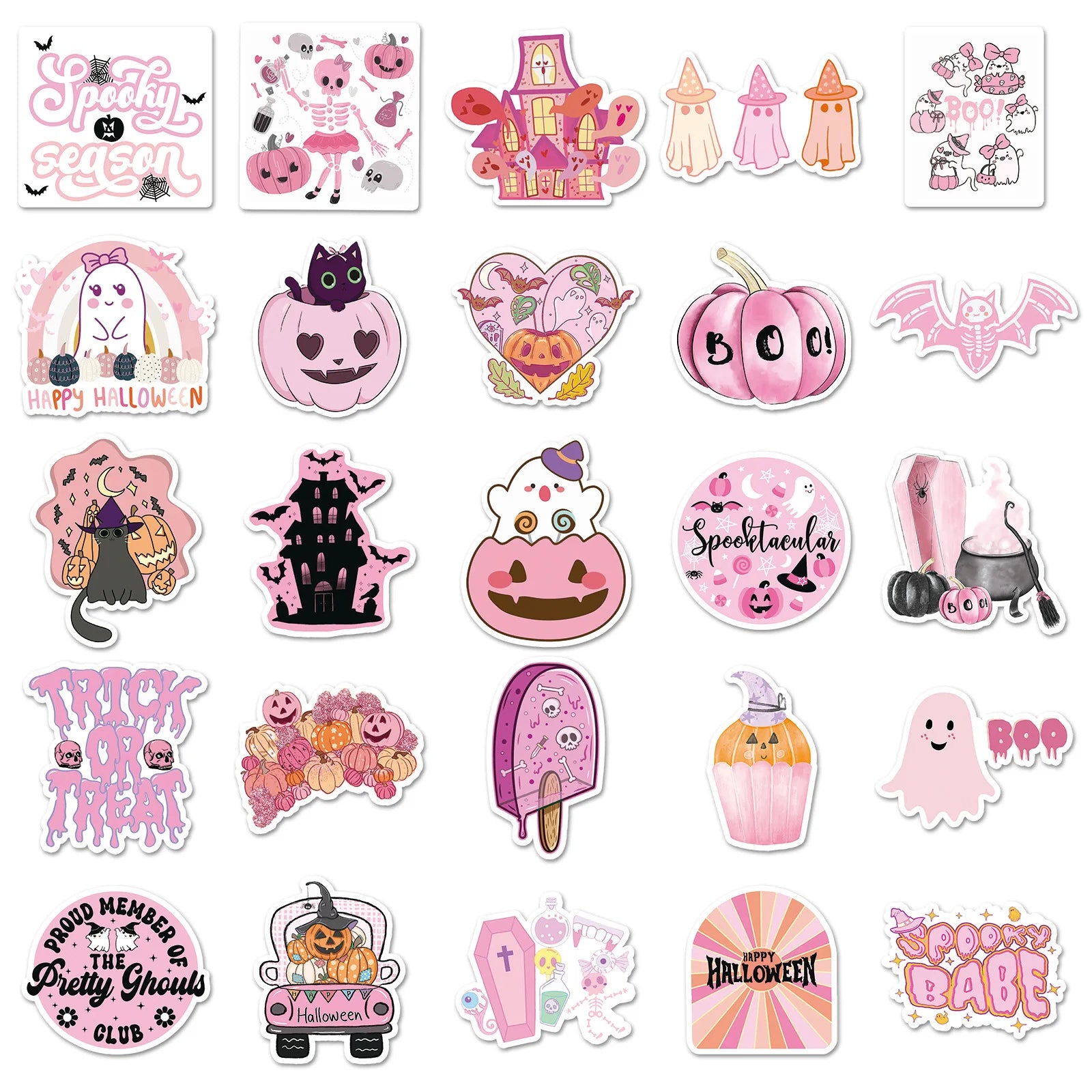 10/30/50PCS Pink Halloween Stickers Cute Graffiti Sticker DIY Decals Luggage Laptop Phone Guitar Car Bike Skateboard Kids Toy - Charlie Dolly