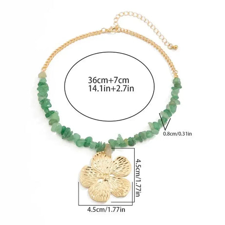 Boho Irregular Natural Stone Necklace For Women Exquisite Metal Flower Clavicle Chain Beach Party Jewelry Accessories Gift - Charlie Dolly