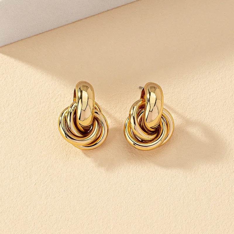 Twisted Hoop Earrings Gold Silver Geometric Stacked Design  Plated Corkscrew Everyday Boho Jewelry Gift