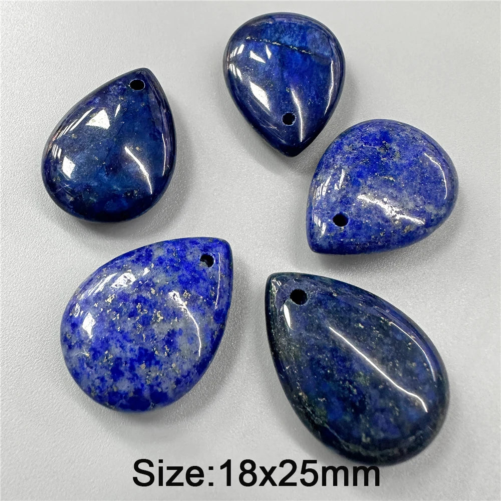 Natural Water Drop Stone Pendant 18x25mm Lapis Lazuli Amethysts Quartzs Charms Bead For Jewelry Making DIY Necklaces Earrings