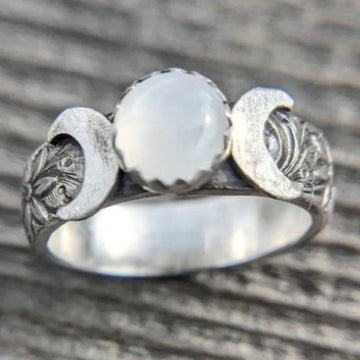 Crescent Moon Ring, Moon Phase Ring, Triple Goddess Ring, Goddess Jewelry, Lunar Phases, Full Moon, Boho Ring