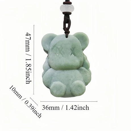 Dark Green Jade Dragon Fox & Owl Pendant Necklace, Carved Amulet Zodiac Talisman