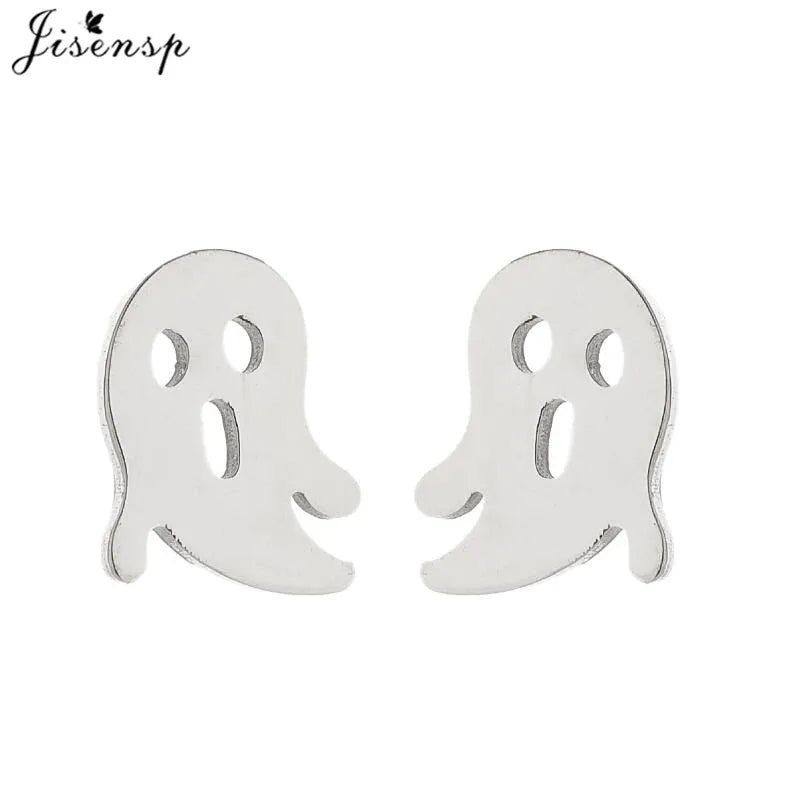 Punk Ghost Pumpkin Earrings for Women Men Stainless Steel Ear Studs Halloween Jewelry Eyes Skull Earrings Thanksgiving Gift - Charlie Dolly