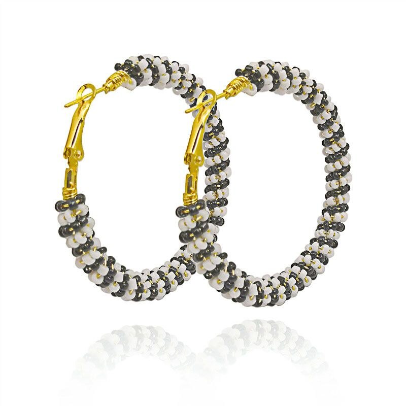 Exaggerate Bohemia Hoop Earring Colorful Beaded Fashion Women Hoops Trendy Big Beads Earring Boho Statement Jewelry Wholesale - Charlie Dolly