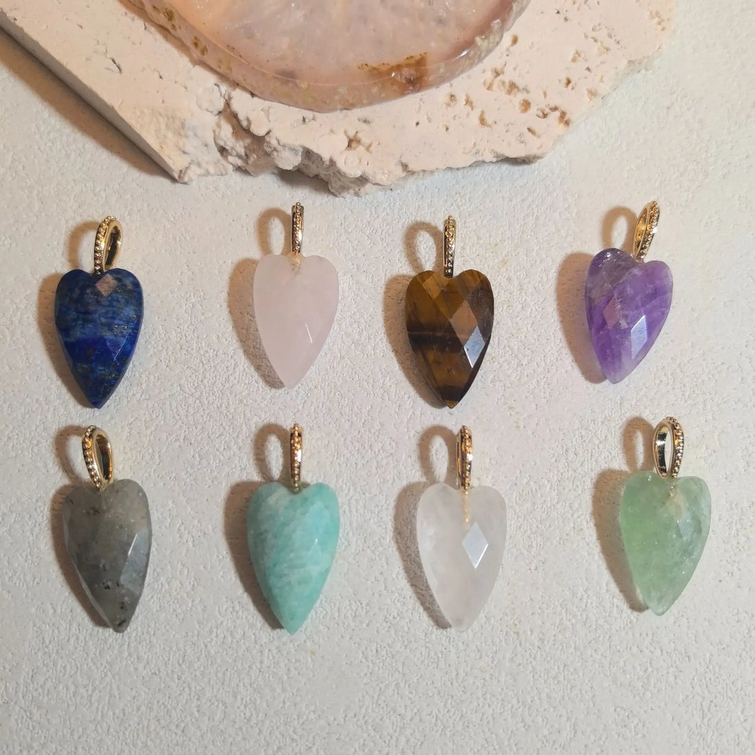 1pc Heart Shape Natural Stone Amethyst Lapis Lazuli Pendants Faceted Natural Stone Charms DIY Necklace Earring Accessories - Charlie Dolly