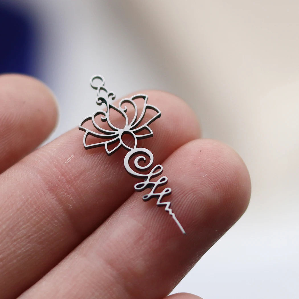 3pcs Exquiaite Amulet Moon Lotus Flower Charms DIY Craft Earrings Necklace Jewelry Making Yogo Buddhism Stainless Steel Pendant
