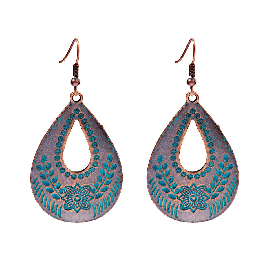 أقراط متدلية مصنوعة من سبائك البرونز العتيق للنساء أقراط Jhumka الهندية ذات سلسلة طويلة بوهو تريبل