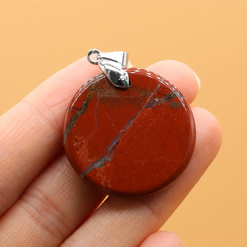 Natural Stone Agates Pendants Big Round Lapis lazuli Tiger Eye Charmsfor Jewelry Making Diy earring necklace accessories