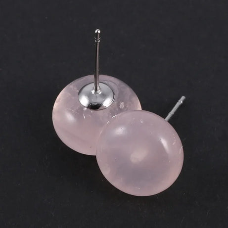 Natural Stone Rose Quartzs Earrings Stud Jewelry Flat Round Crystal Lapis Lazuli Earring Gifts for Women Size 12x8x20mm - Charlie Dolly