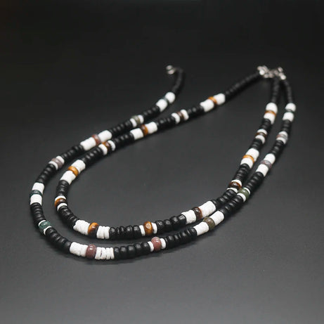 Tribal Coconut and Puka Shell Boho Necklace for Men