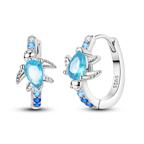 Sterling Silver Clover Butterfly Hoop Earrings Jewelry