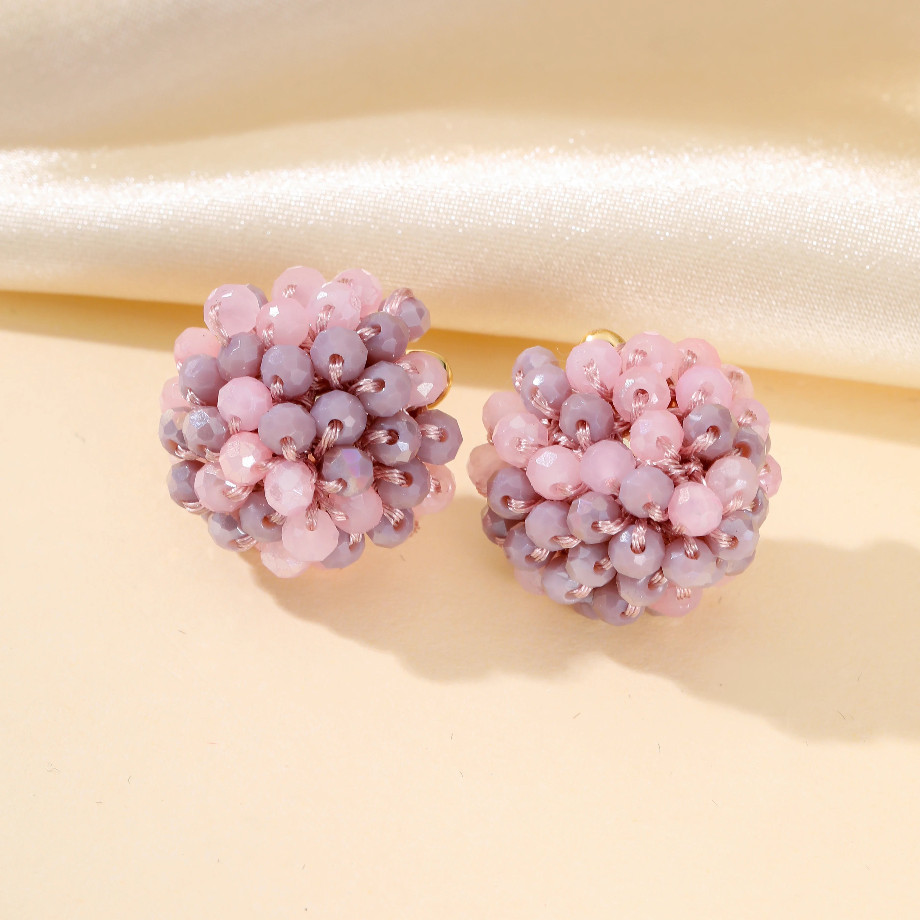 INKDEW Beads Round Stud Earrings for Women Handmade Crystal Beads Earrings Braided Big Earrings Jewelry Gift boho EA166