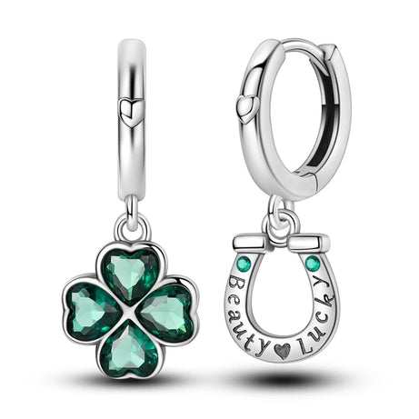 Sterling Silver Clover Butterfly Hoop Earrings Jewelry