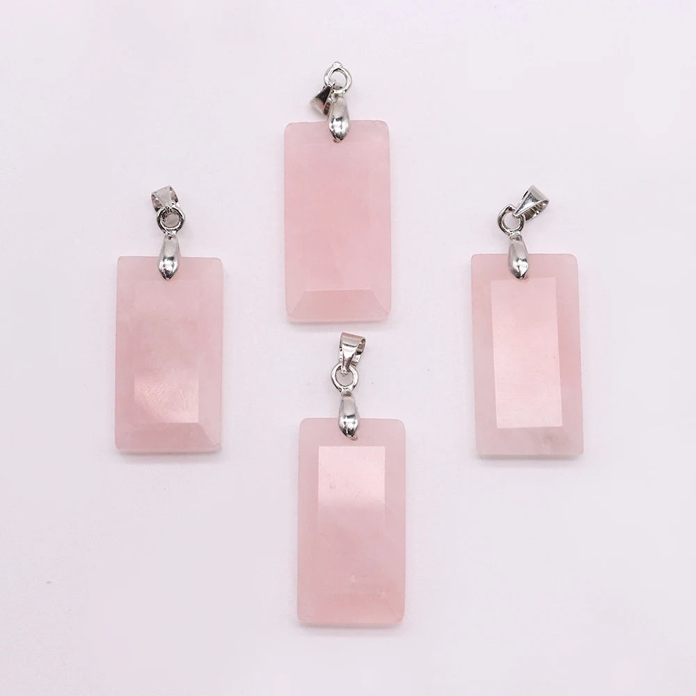 2pcs Quartz Crystal Rectangle Stone Pendants for Women DIY Necklace Natural Amethyst Lapis Lazuli Slice Pendant Earrings Jewelry